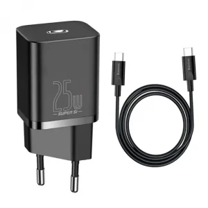 Baseus Super Si TZCCSUP-L01 شارژر دیواری 20 وات با کابل تایپ‌سی مناسب استفاده روزمره و سفر