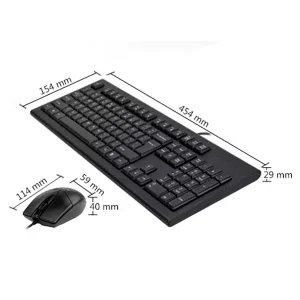 ابعاد موس و کیبورد باسیم ای فورتک مدل a4tech kr-85550