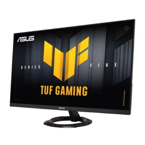 نمای جلویی مانیتور ASUS TUF VG249Q5R با طراحی گیمینگ و پایه دایرهای
