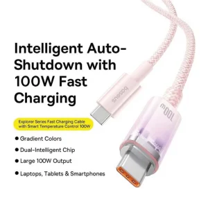 کابل USB-C بیسوس 2 متری مدل P10319703411-01 با کیفیت ساخت بالا