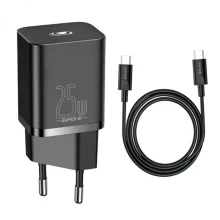 Baseus Super Si TZCCSUP-L01 شارژر دیواری 20 وات با کابل تایپ‌سی مناسب استفاده روزمره و سفر