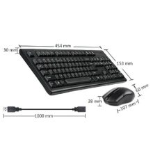 تصویر کامل پک کیبورد و ماوس A4TECH 3000N همراه با دانگل بی‌سیم