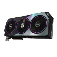 عکس کارت گرافیک AORUS 4090 گیگابایت با نورپردازی RGB و طراحی مدرن