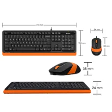 ابعاد موس و کیبورد باسیم ای فورتک مدل a4tech f1010