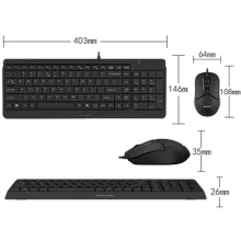 ابعاد موس و کیبورد باسیم ای فورتک مدل a4tech f1512