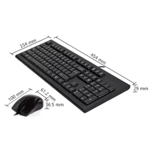 ابعاد کیبورد و موس باسیم ای فورتک مدل a4tech kr-8570fxs