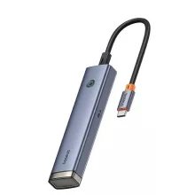 هاب تایپ‌سی ۶ پورت بیسوس مدل B00052802811-02 با پورت‌های USB3.0 و HDMI، مناسب لپ‌تاپ و مک‌بوک
